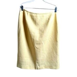 Vintage LeSuit Plus Size Light Yellow Classic Pencil Short Skirt - Size 16